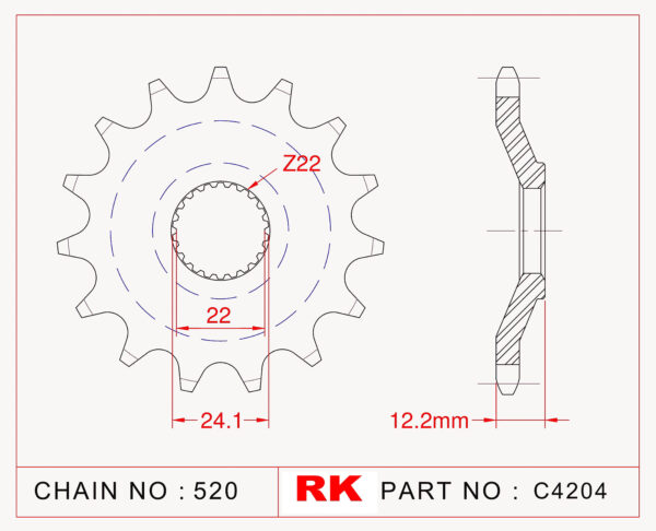 Sprocket Front RK-C4204-17 JTF1125 Afam 61302