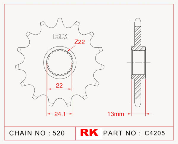 Sprocket Front RK-C4205-16 JTF1126 Afam 61500