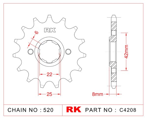 Sprocket Front RK-C4208-15 JTF281 Afam 20500