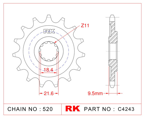 Sprocket Front RK-C4243-14 JTF285 Afam 20310