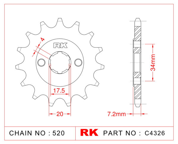 Sprocket Front RK-C4326-13 JTF266 Afam 20204