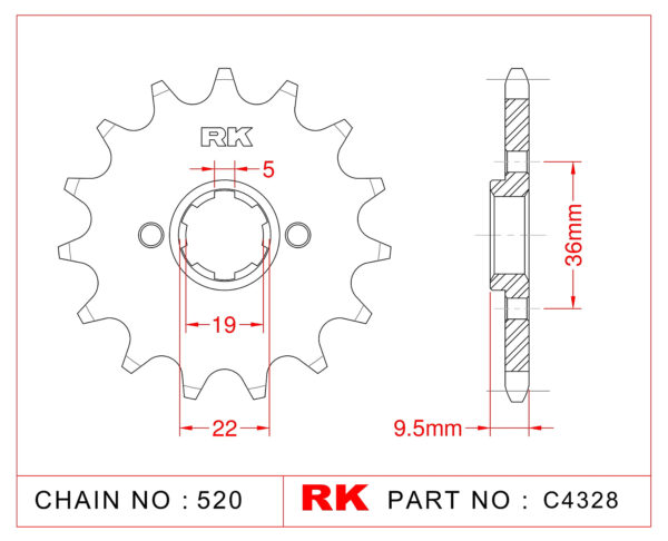 Sprocket Front RK-C4328-14 JTF337 Afam 20308