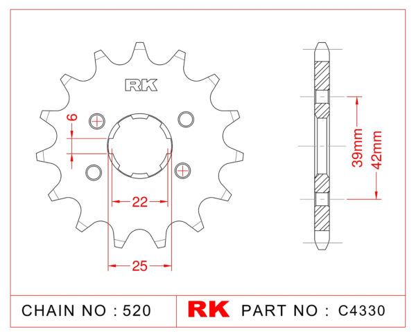 Sprocket Front RK-C4330-14 JTF1265 Afam 20302