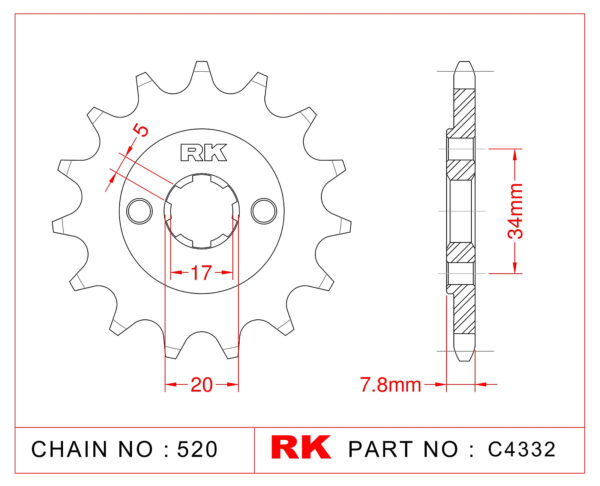 Sprocket Front RK-C4332-13 JTF327 Afam 20305