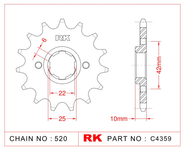Sprocket Front RK-C4359-15 JTF306 Afam 20508