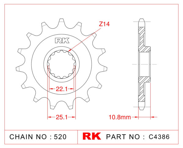 Sprocket Front RK-C4386-15 JTF707 Afam 37400