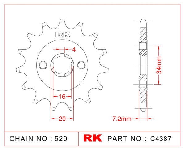 Sprocket Front RK-C4387-14 JTF1903 Afam 73203