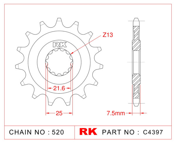 Sprocket Front RK-C4397-16 JTF1536 Afam 21601
