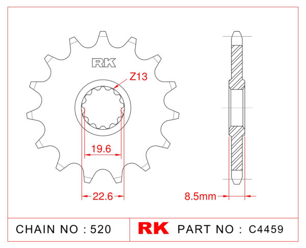 Sprocket Front RK-C4459-14 JTF1447 Afam 22310