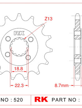 Sprocket Front RK-C4463-15 JTF1908 Afam 73305