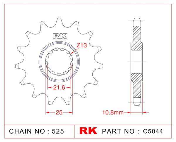 Sprocket Front RK-C5044-16 JTF781 Afam 21606
