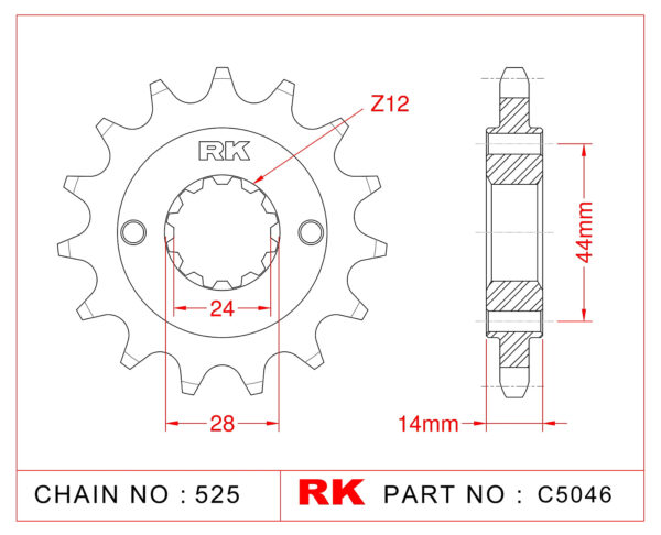 Sprocket Front RK-C5046-17 JTF1372 Afam 20614
