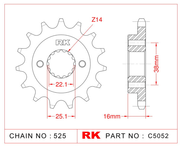 Sprocket Front RK-C5052-14 JTF740 Afam 52608