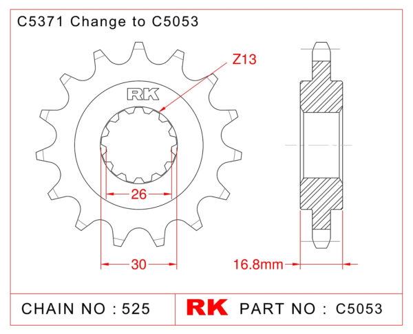 Sprocket Front RK-C5053-16 JTF1370 Afam 20612