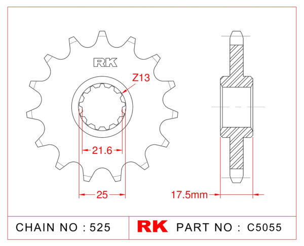 Sprocket Front RK-C5055-15 JTF297 Afam 20405