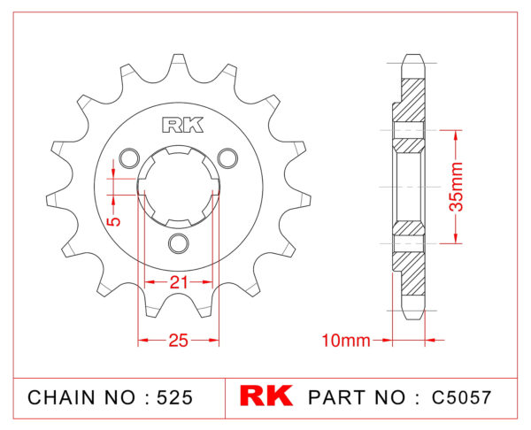 Sprocket Front RK-C5057-15 JTF1448 Afam 22602