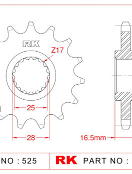 Sprocket Front RK-C5061-16 JTF1904 Afam 61800