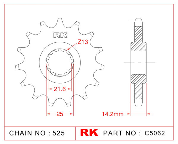 Sprocket Front RK-C5062-15 JTF1531 Afam 24602