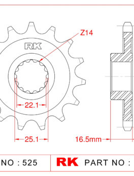 Sprocket Front RK-C5206-14 JTF741 Afam 52613