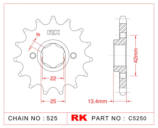 Sprocket Front RK-C5250-15 JTF291 Afam 20404
