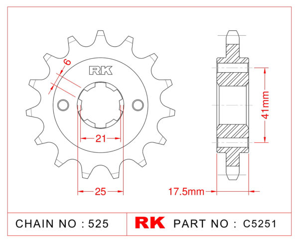 Sprocket Front RK-C5251-15 JTF294 Afam 20513
