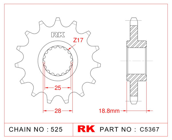 Sprocket Front RK-C5367-17 JTF704 Afam 61600