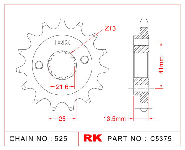 Sprocket Front RK-C5375-16 JTF296 Afam 20507