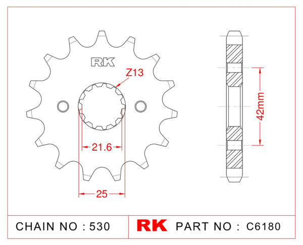 Sprocket Front RK-C6180-15 JTF513-15 Afam 24500 (JTF566)