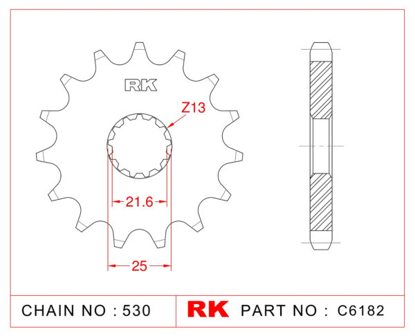 Sprocket Front RK-C6182-16 JTF513 Afam 28400