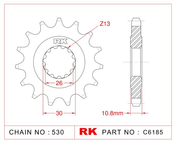 Sprocket Front RK-C6185-16 JTF579 Afam 21801