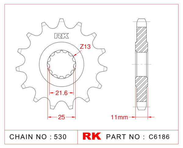 Sprocket Front RK-C6186-16 JTF580 Afam 21602