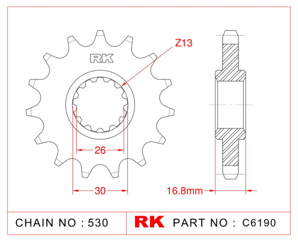 Sprocket Front RK-C6190-16 JTF333 Afam 20603