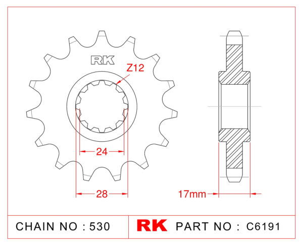 Sprocket Front RK-C6191-15 JTF295 Afam 20504