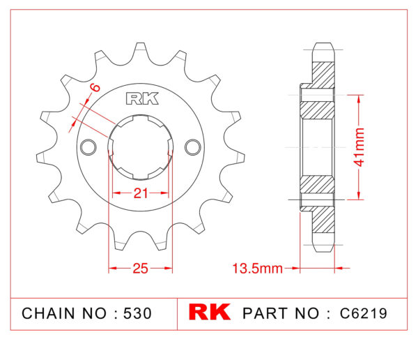 Sprocket Front RK-C6219-15 JTF286 Afam 20403