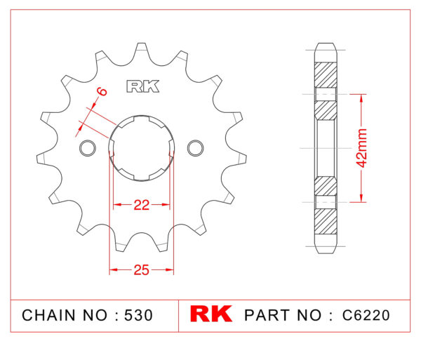 Sprocket Front RK-C6220-15 JTF278 Afam 20400