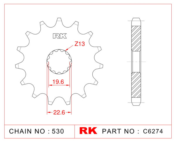 Sprocket Front RK-C6274-15 JTF435 AFAM 22403