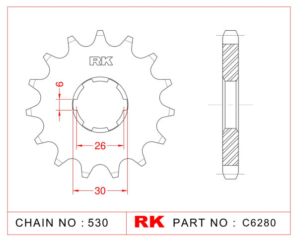 Sprocket Front RK-C6280-17 JTF568 Afam 21600