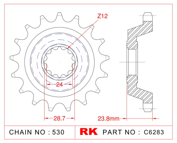 Sprocket Front RK-C6283-17 JTF528 Afam 24806
