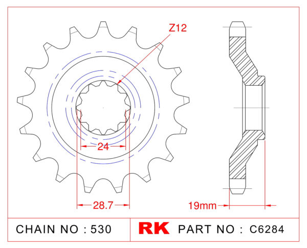 Sprocket Front RK-C6284-17 AFAM 24805 JTF527