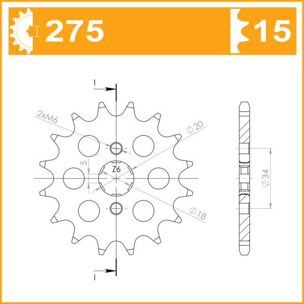Sprocket Front 275-15 JTF275 AFAM 20301