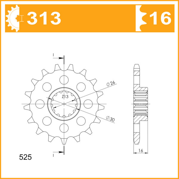 Sprocket Front 313-16 JTF313