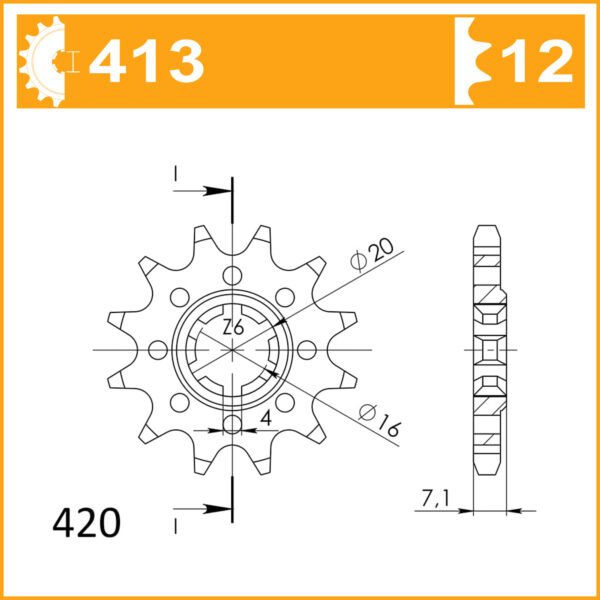 Sprocket Front 413-12 AFAM 22103