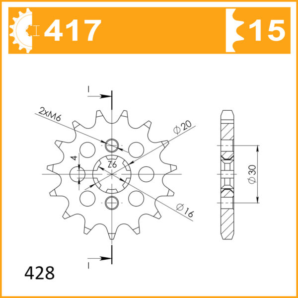 Sprocket Front 417-15 AFAM 24200