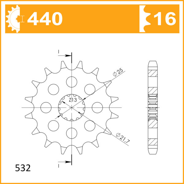 Sprocket Front 440-16 AFAM 22800