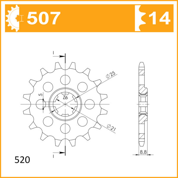 Sprocket Front 507-14 AFAM 24302