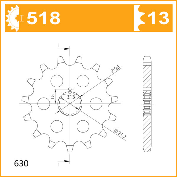 Sprocket Front 518-13 AFAM 33600