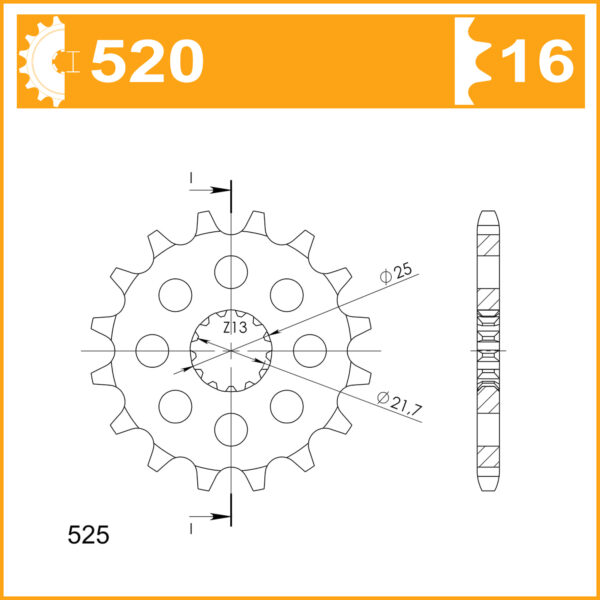 520-16 SPROCKET-FRONT-520 CHAIN SIZE