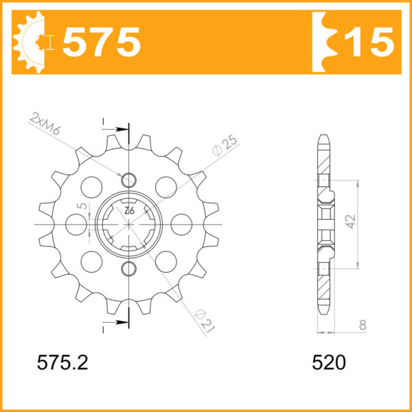 Sprocket Front 575-15 AFAM 21502