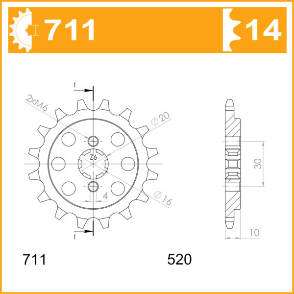Sprocket Front 711-14 AFAM 46204