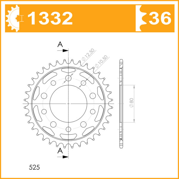 Sprocket Rear 332-36 AFAM 10504